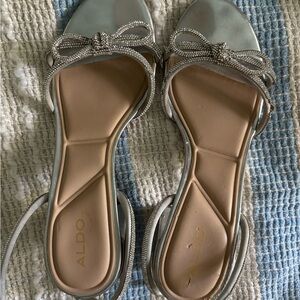 ALDO Silver bouclette bow heels